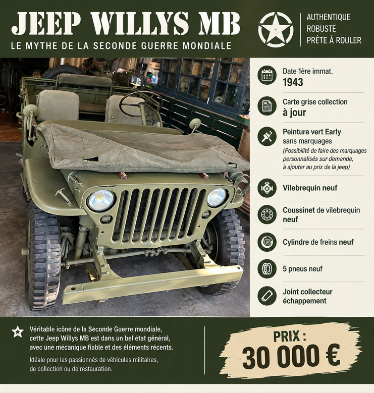 Jeep Willys MB de 1943 restaurée